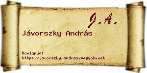 Jávorszky András névjegykártya